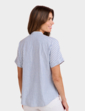 Linen Mix Short Sleeve Top - Blue Stripe