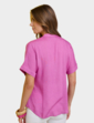 Linen Mix Short Sleeve Top - Raspberry