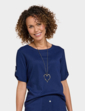Crinkle Top and Necklace - Navy