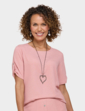 Crinkle Top and Necklace - Pink
