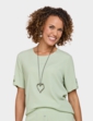 Crinkle Top and Necklace - Soft Green