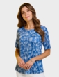 Round Neck Print Jersey Top - Blue