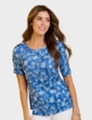 Round Neck Print Jersey Top - Blue