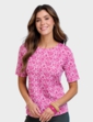Round Neck Print Jersey Top - Pink