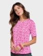 Round Neck Print Jersey Top - Pink