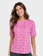 Round Neck Print Jersey Top - Pink