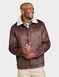 Pegasus Sherpa Lined Faux Suede Jacket - Brown