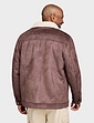 Pegasus Sherpa Lined Faux Suede Jacket - Brown