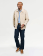 Pegasus Zip Cotton Jacket With Cord Collar - Stone