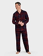 Pegasus Thermal Fleece Traditional Pyjama Set - Burgundy