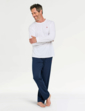Farah Long Sleeve Jersey PJ Lounge Set - White