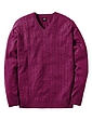 Cashmere Like V Neck Cable Sweater - Berry