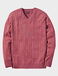 Cashmere Like V Neck Cable Sweater - Brick