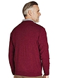 Cashmere Like V Neck Cable Sweater - Burgundy