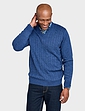 Cashmere Like V Neck Cable Sweater - Navy