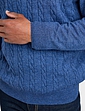 Cashmere Like V Neck Cable Sweater - Navy