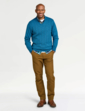 Cashmere Like V Neck Cable Sweater - Petrel