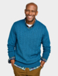 Cashmere Like V Neck Cable Sweater - Petrel