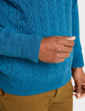 Cashmere Like V Neck Cable Sweater - Petrel