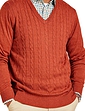 Cashmere Like V Neck Cable Sweater - Rust
