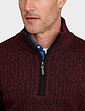 Pegasus Quarter Zip Fleece Lined Knitted Top   - Burgundy