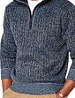 Pegasus Quarter Zip Fleece Lined Knitted Top   - Denim