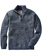 Pegasus Quarter Zip Fleece Lined Knitted Top   - Denim