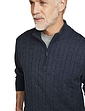 Pegasus Quarter Zip Cashmere Like Cable Knit Sweater Navy