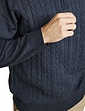 Pegasus Quarter Zip Cashmere Like Cable Knit Sweater Navy