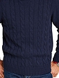 Pegasus Wool Blend Cable Crew Sweater - Navy