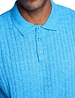 Pegasus Luxury Yarn Cable Knitted Polo - Denim