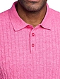 Pegasus Luxury Yarn Cable Knitted Polo - Raspberry