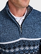 Tootal Quarter Zip Jacquard Fleece Lined Top - Denim