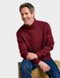 Pegasus Cable Roll Neck Jumper - Burgundy
