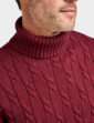 Pegasus Cable Roll Neck Jumper - Burgundy