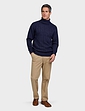 Pegasus Cable Roll Neck Jumper - Navy