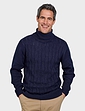 Pegasus Cable Roll Neck Jumper - Navy