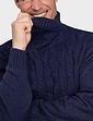 Pegasus Cable Roll Neck Jumper - Navy