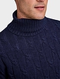 Pegasus Cable Roll Neck Jumper - Navy