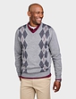 Tootal Argyle V Neck Jumper - Grey