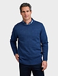 Pegasus Wool Blend Crew Neck Sweater - Navy