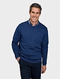 Pegasus Wool Blend Crew Neck Sweater - Navy