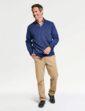 Pegasus Fleece Lined V Neck Jumper - Navy
