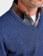 Pegasus Fleece Lined V Neck Jumper - Navy