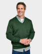 Pegasus Fleece Lined V Neck Jumper - Olive
