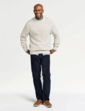 Pegasus Textured Crew Neck Jumper - Ecru