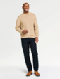 Pegasus Zip Neck Cable Knitted Polo - Camel