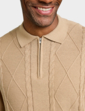 Pegasus Zip Neck Cable Knitted Polo - Camel