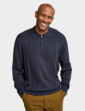 Pegasus Zip Neck Cable Knitted Polo - Navy