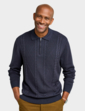 Pegasus Zip Neck Cable Knitted Polo - Navy
